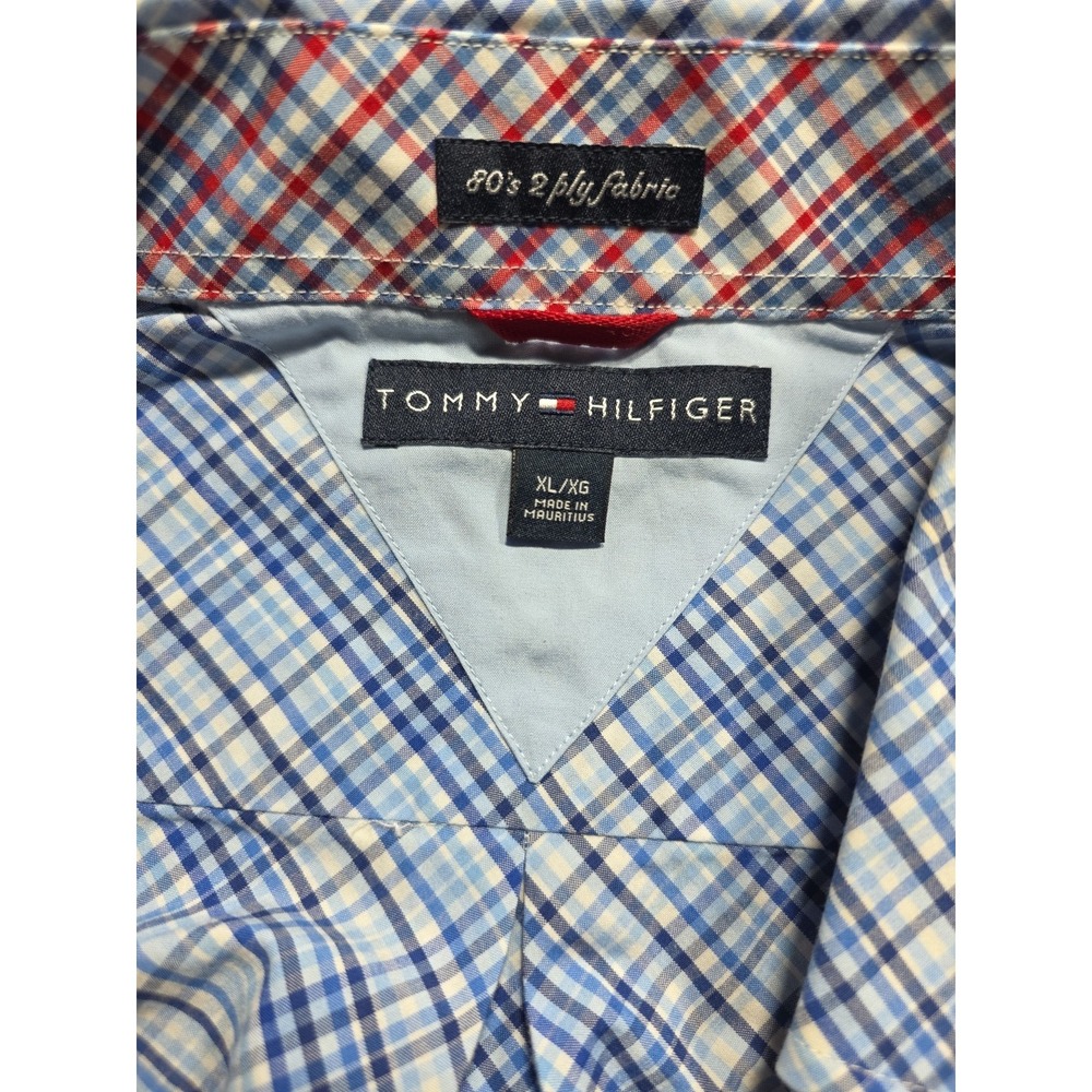 Tommy Hilfiger Button Down Shirt XL Blue Plaid 80s 2 Ply Fabric Mens‎ Y2K. NWT